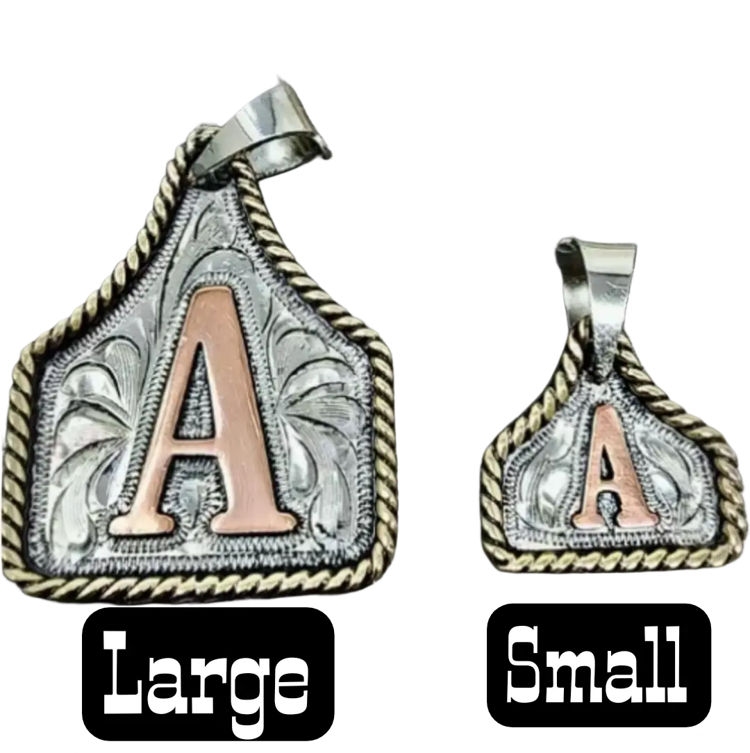 Handmade Cow Tag Necklace & Keychain with Copper Initial. Custom Made. Texas-Based. Fashion Jewelry Accessories