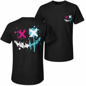 Men's Pure Cotton Short-Sleeve Shirt With Wacky Expressions Print—A Unisex Casual Style Perfect For Spring And Summer; Featuring A Cool Graphic Design And A Classic Crew Neck, Suitable For All Four Seasons.