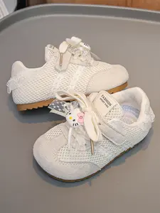 Girls' Cartoon Mesh Velcro Baby Walker Shoes, Soft Sole Anti-Slip, Protective Toe, Ideal for Daily Use & Learning to Walk