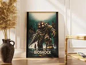 Bioshock Retro Sci-Fi Game Art Print Photo, Artistic Paper Wall Decoration for Home Room