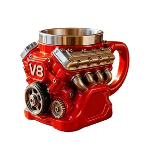 Personalized Stainless Steel Mug - V8 Engine Design, 10oz Handcrafted Durable & Stylish, Perfect for Car Enthusiasts,Coffee Cup,Birthday Present,Holiday Gift Reusable #Summervibes