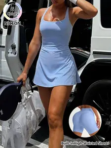 Women's Tennis Dress Sporty Sleeveless Slim-Fitting Backless Cut Out Yoga Dress Above the Knee All Seasons   Tennisoutfit