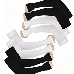 4 Pairs Cooling UV Protection Arm Sleeves, Ice Silk Sun Sleeves with Thumb Holes for Men Women, Arm Covers for Driving, Cycling, Fishing & Outdoor Work