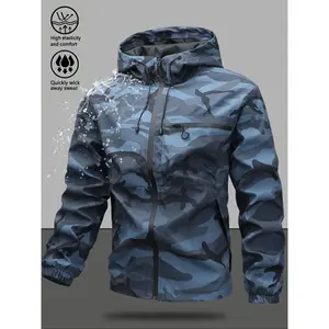 Men’s casual waterproof jacket with adjustable hood, suitable for outdoor adventures like hiking and fishing, as well as everyday wear; durable fashion design for all seasons