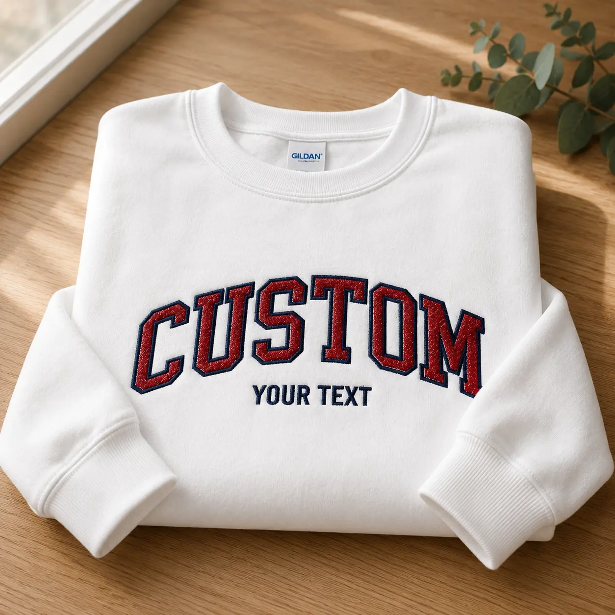 Custom Two Color Varsity Embroidered Sweatshirt, Personalized University Crewneck or Hoodie, Custom College and City Name Sweater, Graduation Gift
