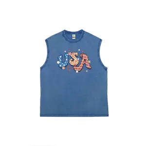 Men's vintage washed pure cotton vest