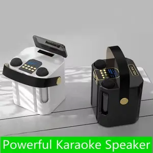 Wireless Karaoke Speaker, 1 Count Portable Dual Microphone Karaoke Speaker, Stereo Sound Outdoor Family Party Karaoke Subwoofer Boom Box, Audio