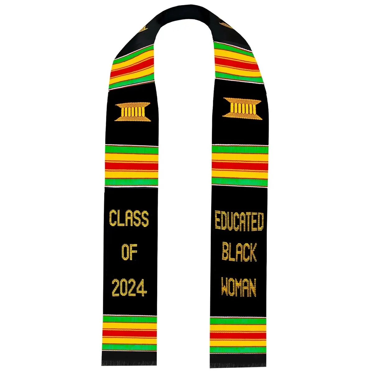 Ovaltag Kente Stole Educated Black Woman Class of 2024, Customized Kente Graduation Stole, College Graduation Sash