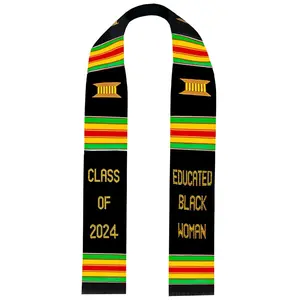 Ovaltag Kente Stole Educated Black Woman Class of 2024, Customized Kente Graduation Stole, College Graduation Sash