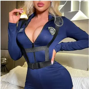 Rabbit Barbie Valentine's Day Costume Role Play Party Sexy Front Zipper Turtleneck Long Sleeve Ultra-Short Jumpsuit with Suspender Set