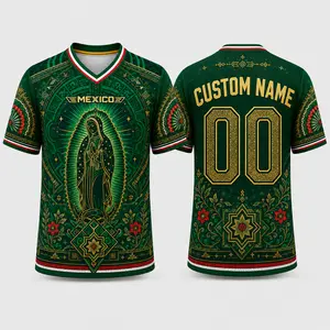 [Custom Name] Mexico Jersey 2026 - Mexican Virgen de Guadalupe Aztec Floral Pattern Shirt | Fan Edition Match Day Jersey | Lightweight Breathable Top | Heritage Design Supporter Tee