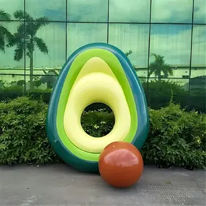2 Avocado-shaped Inflatable Swimming Rings, Including the Rings and Balls, and a Fun Green PVC Beach Chair. Suitable for Outdoor Pool Parties, the Chair Features a Durable and Lively Design, Perfect F