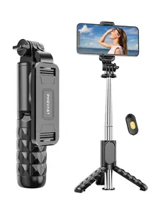 PHOVAST Selfie Stick Tripod, All in One Extendable & Portable iPhone Tripod Selfie Stick with Wireless Remote Compatible with iPhone 16 15 14 13 12 11 pro Xs Max 8 7, Galaxy Note10/S20/S10/OnePlus 9/9 PRO etc
