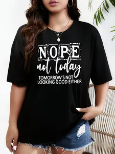 Women's Oversized Black T-Shirt - Short Sleeve Round Neck Casual Top, Opaque Fabric & Loose Fit for Spring/Summer, Casual Attire