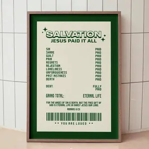 Green Bible Verse Poster, Retro Christian Wall Art, Trendy Scripture Wall Art Room Decor, Gift for Christians