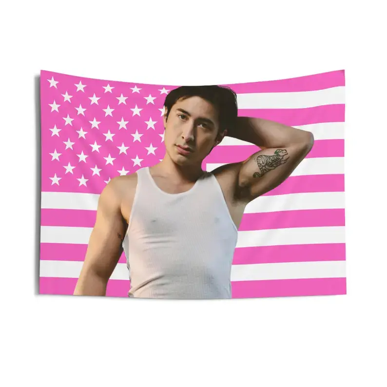 Heated Rivalry Pink American Flag| Hollanov, Shane Hollander, Hudson Williams, Dorm Room Tapestrychic design  room bedroom Gift