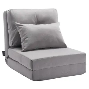 VEVOR Convertible Flip Chair with 5 Adjustable Position Folding Floor Lazy Sofa Gray