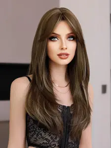 24 Inch Long Straight Synthetic Soft Hair without Bangs, Gorgeous Fluffy Heat Resistant Wigs for Women, Natural Looking Synthetic Full Machine Wigs for Party, Daily Use, National Day Offers, Machine Made Wigs