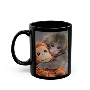 Punch The Monkey Black Mug (11oz, 15oz) – Viral Baby Monkey Meme Coffee Cup