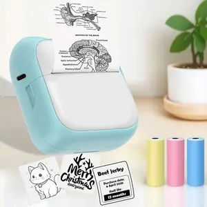 Portable Mini Printer, Inkless Thermal Label Maker, Pocket Size, DIY Paper Cutting, Travel, Notes, Photos, Tags, Compatible with iOS & Android