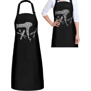 Hair Stylist Apron Hairstylist Salon Apron with Rhinestone Tools and 3 Pockets Hairdresser Barber Trendy Aprons