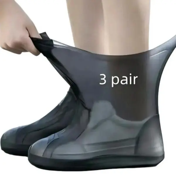 3 Pairs Waterproof Non Slip Cycling Shoe Covers for Rainy Days,Thickened Latex Durable Portable Shoe Protectors for Men and Women,Outdoor Cycling Gear for Commuting,Training,Mud and Rain Protection,Essential Accessories for Bike Riders and Daily Sports