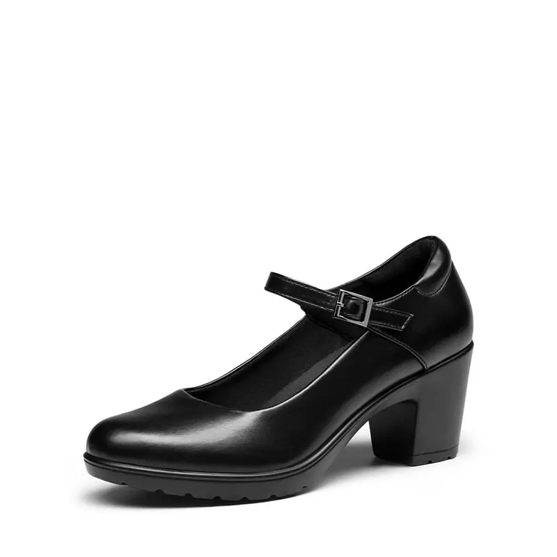 Women's Square-Toe Mary Jane Pumps - Chunky Block Heel Dress Shoes For Wedding & Work