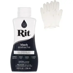 Rit Dye – Liquid Fabric Dye for Crafting, Clothing, and Décor – 8 oz. Bottle – Black (Gloves Included)