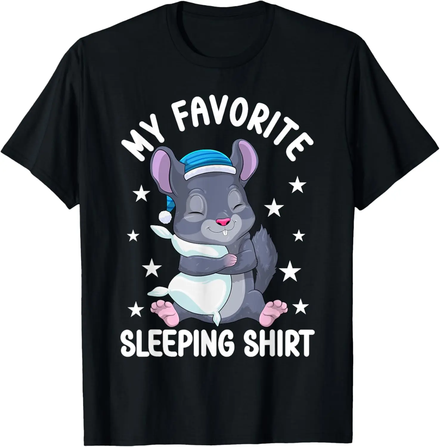100% Cotton Cute Pajama for Women Funny Nightshirt Sleeping Chinchilla T-Shirt