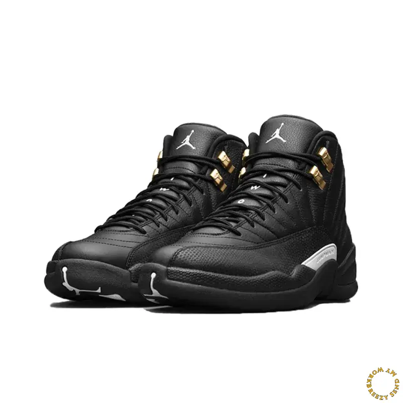 Retro Street Style Black White High-Top Basketball Sneakers - Smooth Leather Upper, Cushion Shock-Absorbing Sole, Stable Ankle Support, Gold Metal Accents - Ideal for Basketball Training, Daily Casual Wear
