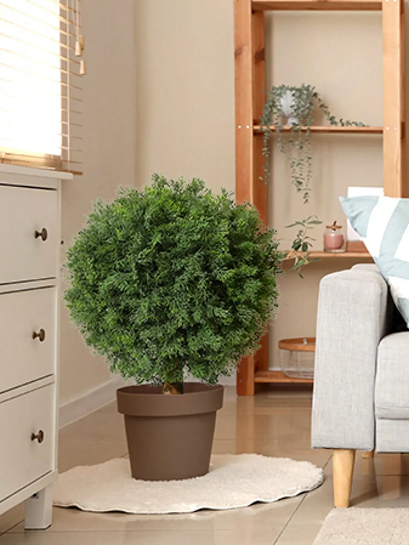 Gaomon 23-Inch 2-Piece Plastic Artificial Cypress Topiary Tree Set, Lifelike Fake Plant, Indoor Outdoor Decorative, UV-Resistant, Fade-Proof, Easy-To-Install, Potted Flower Alternative