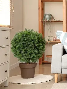 Gaomon 23-Inch 2-Piece Artificial Cypress Topiary Tree Set, Lifelike Fake Plant, Decorative Indoor Outdoor Decorative Item, UV-Resistant, Fade-Proof, Easy-To-Install