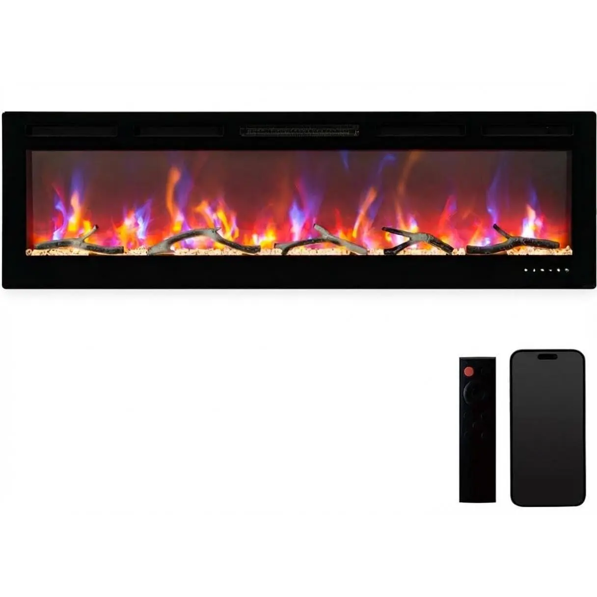 Garvee 60" Smart Electric Fireplace Heater with WiFi and Alexa Compatibility, Wall Mounted & Recessed Design, 1500W Power, Thermostat Control, Remote, and Adjustable Realistic Flames