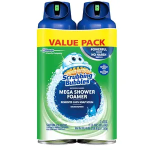 Scrubbing Bubbles Mega Bathroom and Shower Foamer Aerosol, Rainshower Scent, 20oz (Pack of 2)