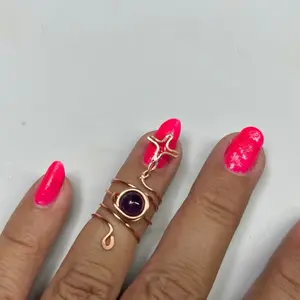 Finger Tip Crystal Ring, pure copper, slightly adjustable