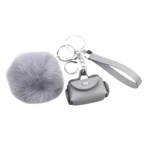 PU Leather Cute Mini Purse with Matching Pompom Keychain - 5 Color Options, Ideal for Everyday Use