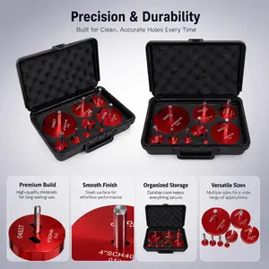 Premium 9-Piece PVC Pipe Reamer Kit, Includes Sizes1/2'', 3/4", 1", 1-1/4", 1-1/2", 2", 2-1/2", 3", 4", For Standard 1/2" Drills, Ideal for PVC, CPVC, ABS Pipes, Perfect for Plumbing Repairs