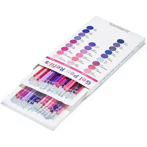 Gel Pen Refills - 24 Individual Colors - Fits  Gel Pens - Fast Drying Ink -  for Artists, Adult &  Coloring Books, Mandalas, Nature - 2 Pack - Pinks & Purples