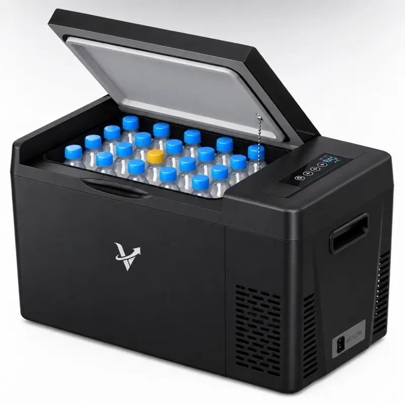VELUXE 12V Portable Compressor Fridge Freezer, 23 Qt, 12/24V DC & 110~240V AC, -8℉~50℉, for Truck RV Camping (Black)