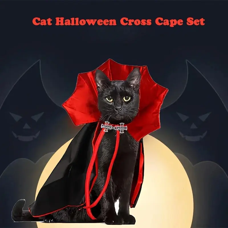 Cat Vampire Costume – Halloween Cloak & Hat Set