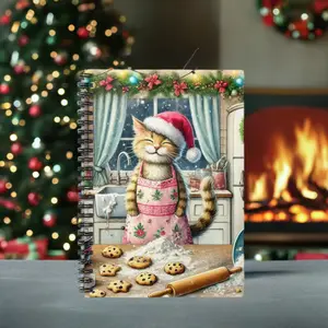 Cookie Maker- Cat Santa - Spiral Notebook - Ruled Line