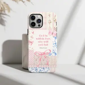 Bible Verse Phone Case, Christian Floral Collage Case, Scripture for iPhone 17 16 15 14 13 12