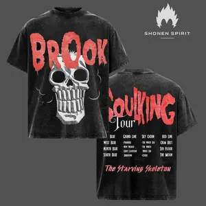 Brook "SoulKing Tour" Washed Oversized Tee – Double-Sided Print One Piece Shirt | Vintage Streetwear Unisex T-Shirt | Heavyweight Cotton Anime Manga Tee | Gift for Anime Fans