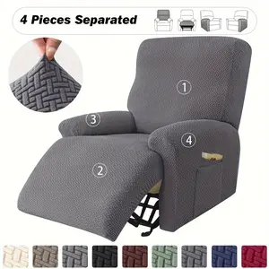 4pcs/Set Stretchable Jacquard Recliner Sofa Slipcovers - Elastic, Machine Washable Sofa Covers for Living Room & Office Decor
