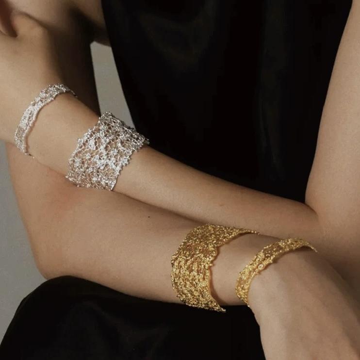 YEAHLOVE Vintage Woven Open Cuff Statement Bangle | Retro Luxury Jewelry for Everyday Wear, Gifting & Good Fortune