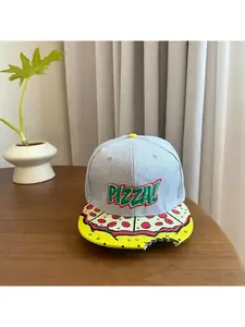 Flat-brimmed, angled baseball cap, snack-themed baseball cap, personalized sun-shading sports hat