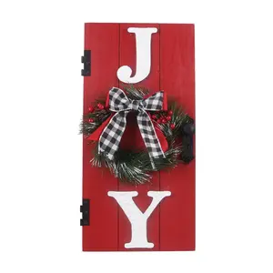 Young's red wood door JOY wall sign
