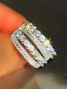 1 PC Classical Cubic Zirconia Ring For Women For Wedding Engagement Party Jewelry Valentine's Day Gift
