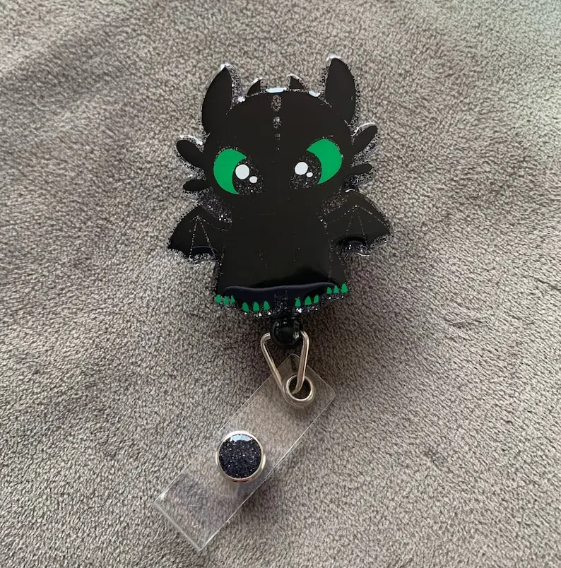 Toothless Badge Reel- Dragon Badge Reel-Animal Badge Reel-Medical ID Holder- Nurse Badge Reel-Teacher ID Holder- Cute Badge Reel-