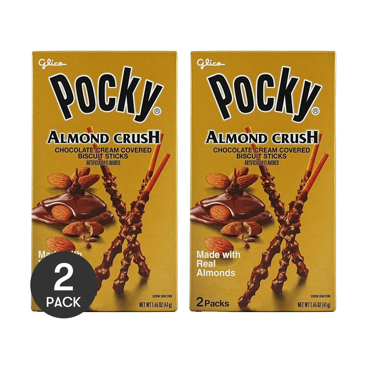 GLICO Pocky Almond Chocolate Sticks - 2 Pack (41g Each) | Crunchy Snack Treat GLICO Pocky Almond Chocolate Sticks - 2 Pack (41g Each) | Crunchy Snack Treat